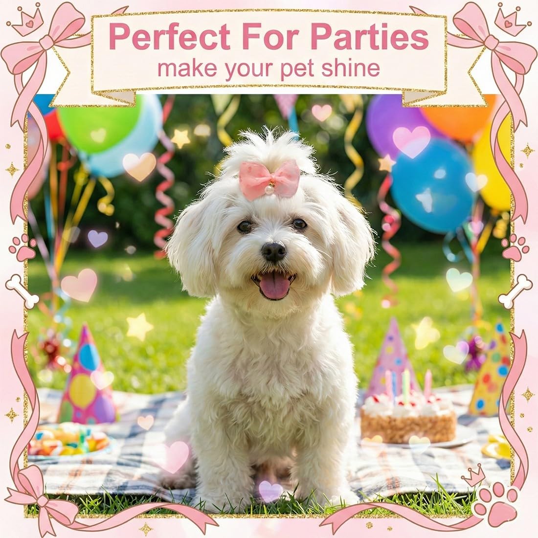 20 Pcs Barrettes pour Chiens, Styles Mixtes Petit Chien Rose Pinces à Cheveux Chat Chiot Pet Cheveux Arcs, Accessoires de Toilettage Bowknot pour Poils de Petit Chien, Accessoires pour Chien