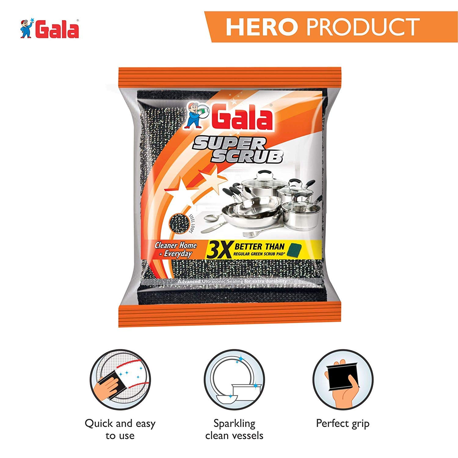 Gala Super Scrub Set (Pack Of 12, Black) 1
