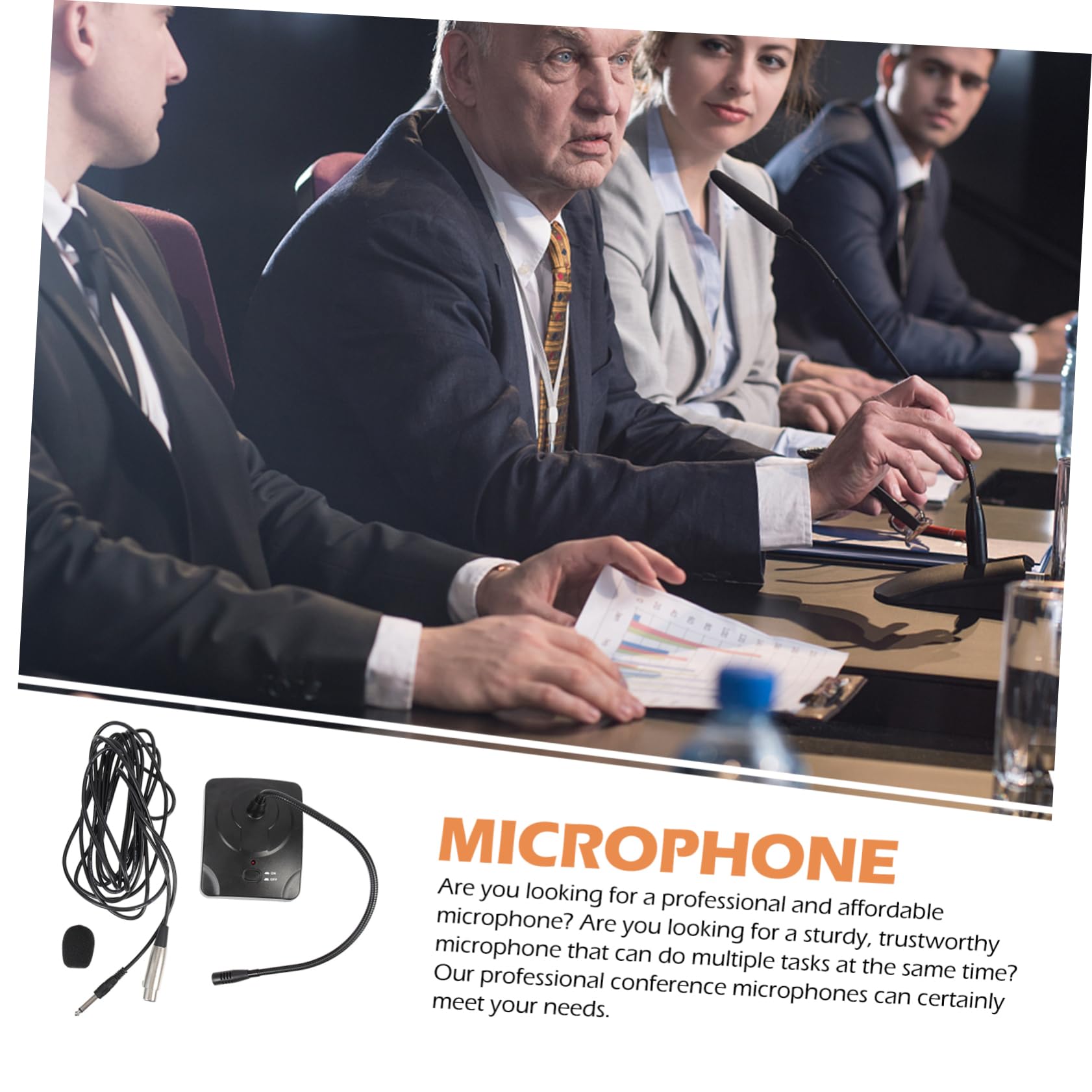 Micrófono de Cuello de Cisne para Computadora de Escritorio Negro | Base Pesada y Soportes de Goma Antideslizantes, Cable de 5m Conector 6, 35 Mono