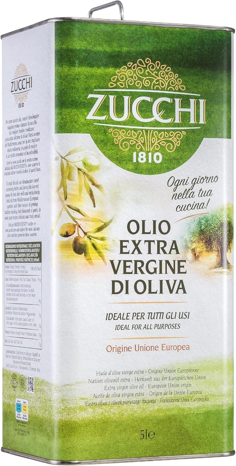 Zucchi 1810 - Olio Extravergine di Oliva - Confezione In Latta da 5 Litri – Olio Estratto A Freddo – Olio Extra Vergine di Oliva Ideale per la Cucina di Tutti I Giorni