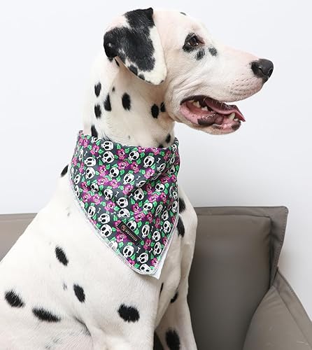 Miniatura 4 de DOGWONG Bandana de Halloween para perro fantasma, bufanda de calavera negra, bufanda duradera para Halloween, suave, ajustable, pañuelo cuadrado