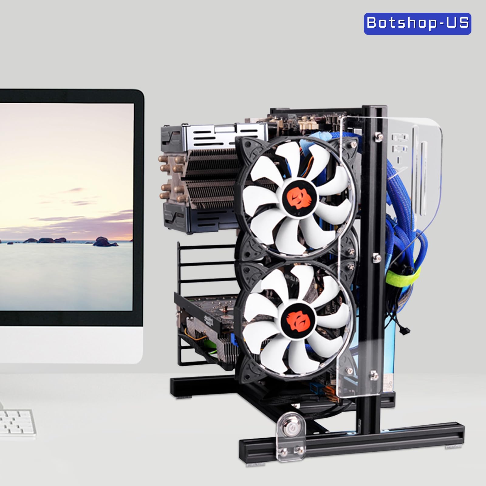 Computer Motherboard Case Rack DIY Personality ATX/M-ATX/ITX Chassis Bracket Open Chassis Rack Vertical Test Frame Aluminum Chassis Set for PC Motherboard Case