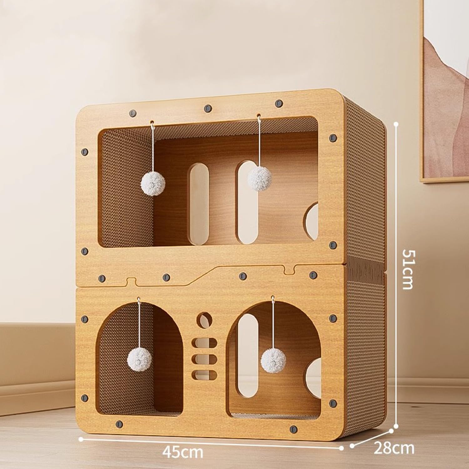 سرير قطط للقطط من جيزيبفن - كهف كبير للقطط والحيوانات الاليفة مع كرة من القنب السيزال ولوح خدش، مكعبات قطط عصرية لطيفة ومخبأ للقطط