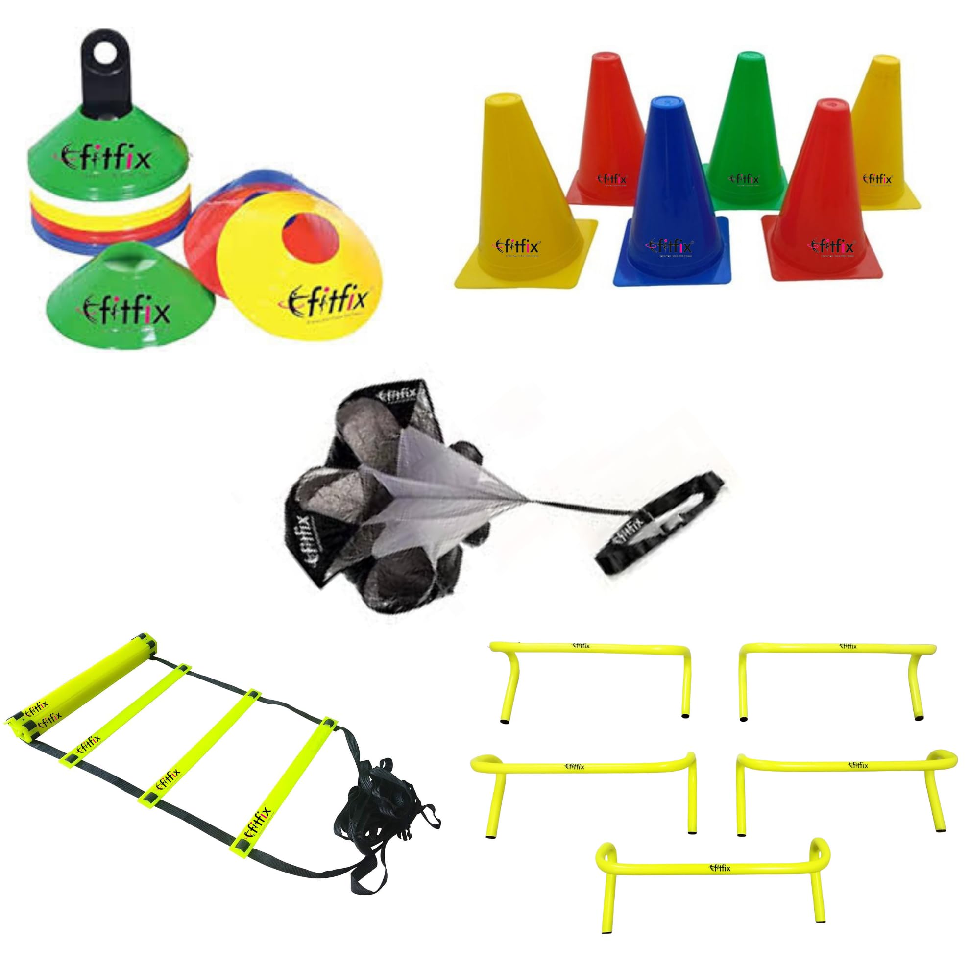 Training Flat Agility Hurdles 6.0 Inches, Qty 5 Pcs.Super Speed Agility Ladder 4 Meter,Sports 6 Inch Cone Marker Pack 06 Pcs,Soccer Cone Markers Pack of 10.Nylon Fabric 40" Speed Chute-image-33