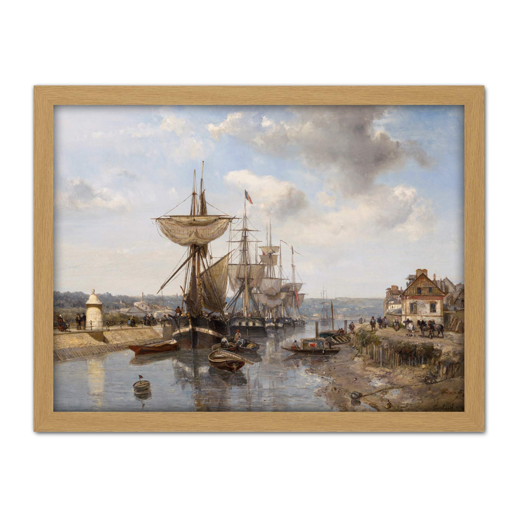 Artery8 Johan Barthold Jongkind Frigates C1850 Painting Artwork Framed Wall Art Print 18X24 Inch