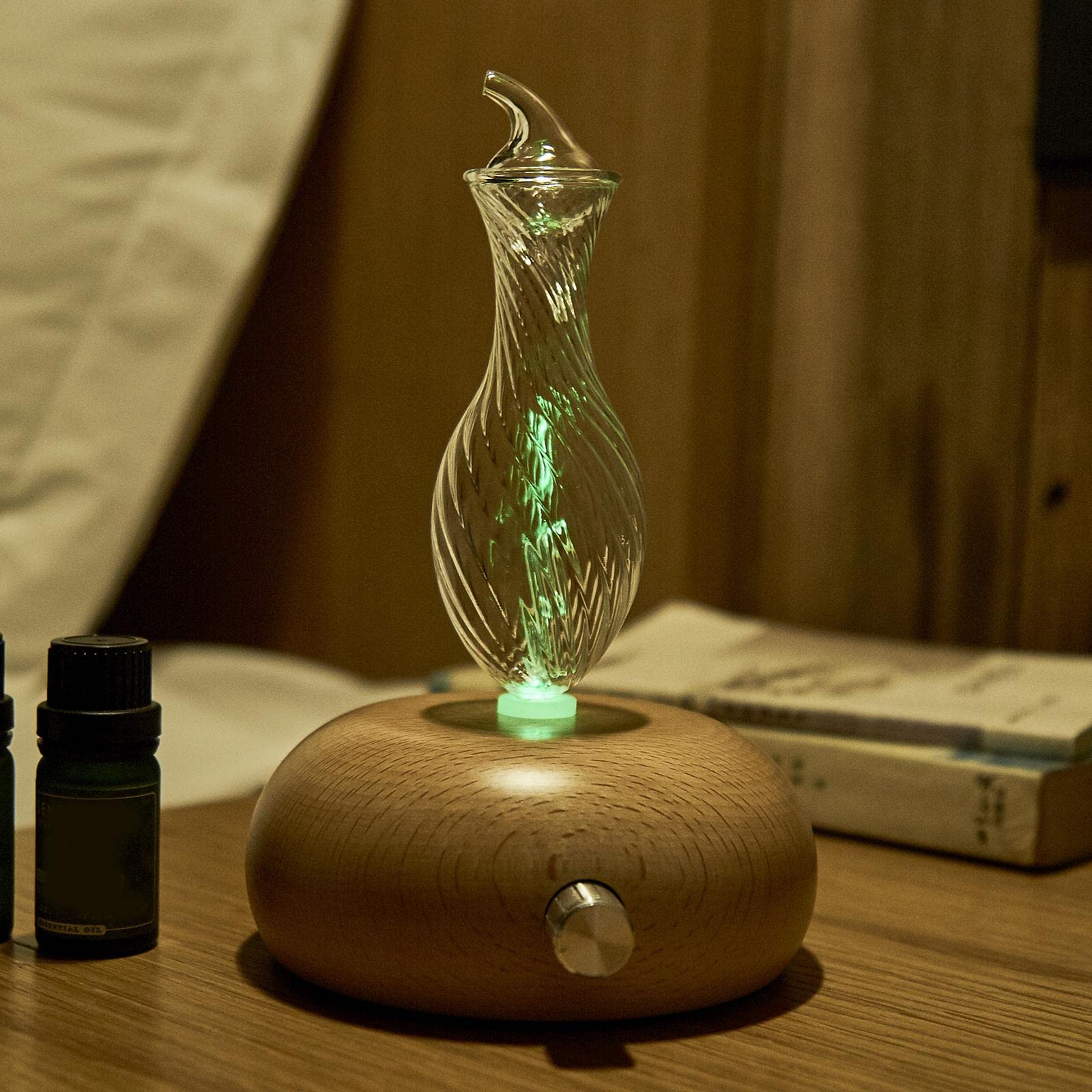 Nebulizzatore a Grana di Legno con Diffusore di Oli Essenziali Senza Acqua, C