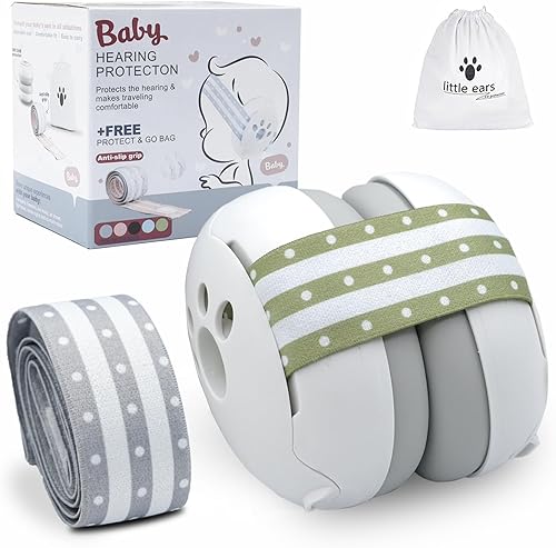 Protección auditiva para bebés, auriculares con cancelación de ruido para bebés de 0 a 36 meses, contra daños auditivos y mejora el sueño, 2 bandas