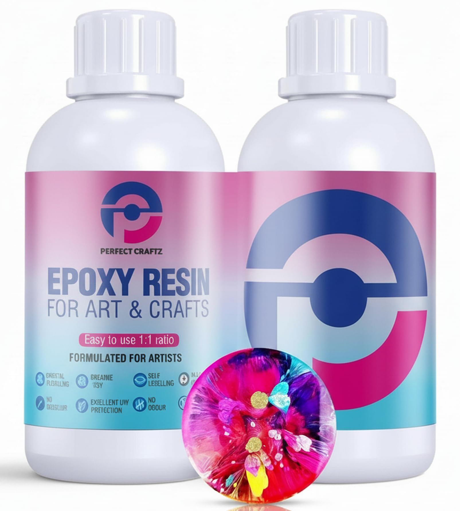 Epoxy Resin Kit 1L – Crystal Clear 2 Part Resin & Hardener, Food Safe & UV Resistant, Bubble Free Self-Leveling Casting & Coating for Art and Craft, Jewellery Making, Decor Items