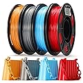 SainSmart Silk TPU Filament, Flexible TPU 95A Filament 1.75mm, Dimensional Accuracy +/- 0.03mm, Glossy Satin Surface, 4x250g, Gold, Dark Silver, Blue, Red