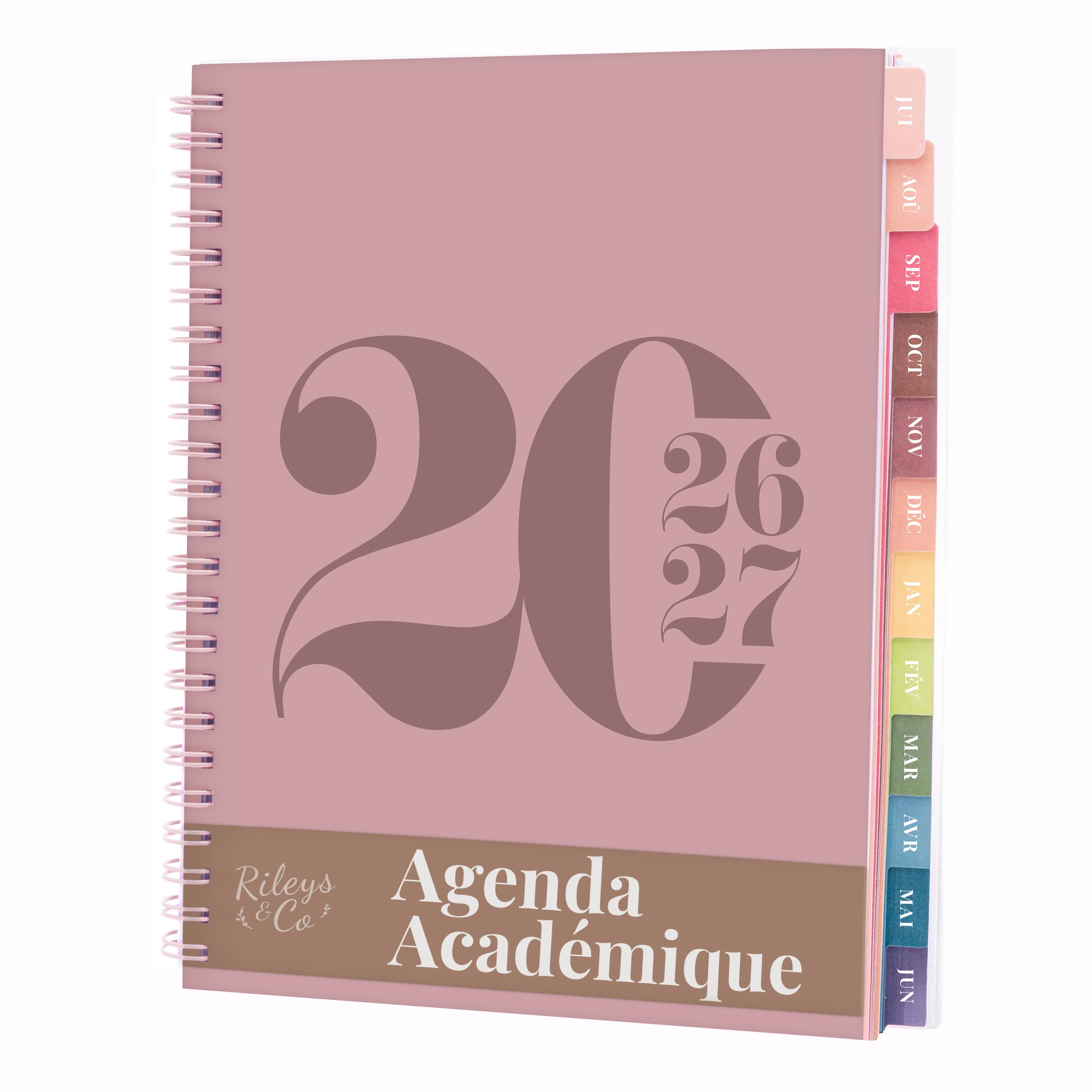 Rileys Planer akademicki 2026-2027, planer dzienny, tygodniowy i miesięczny, lipiec 2026–czerwiec 2027, strony z notatkami studenckimi, wiązanie podwójne, tygodniowe do szkoły (20 x 15 cm