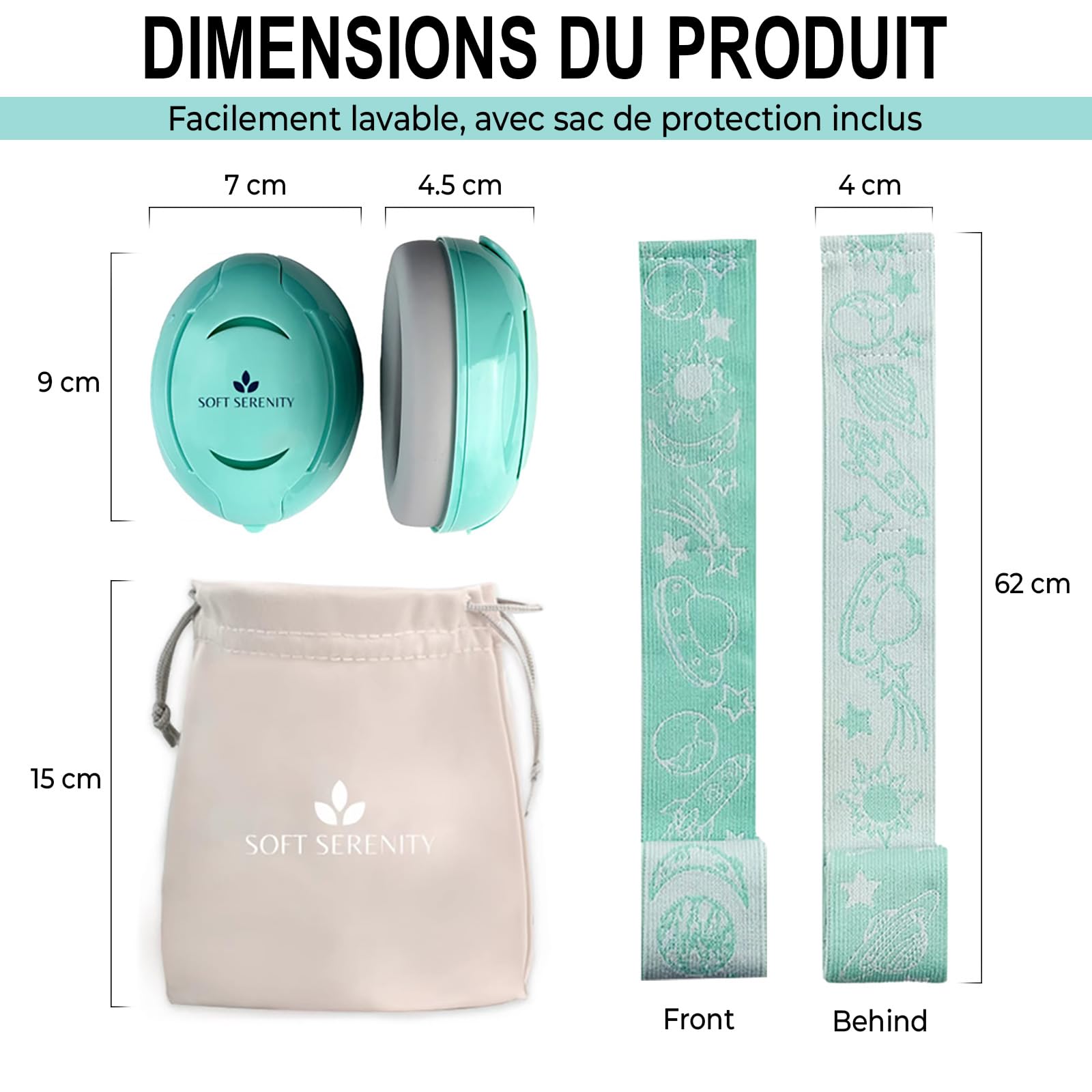 Casque Anti Bruit Bébé Aqua : Protection Auditive pour Bébés et Enfants jusqu'à 4 ans - Certifié CE - Réglable et Confortable - Protège et Améliore le Sommeil Pendant les Déplacements