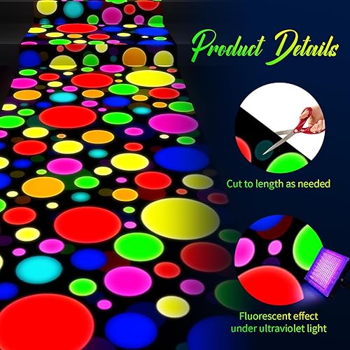 Miniatura 3 de Haull Pista de baile de neón iluminada de 118 x 39 pulgadas, decoración de fiesta de neón, alfombra de luz negra que brilla en la oscuridad,