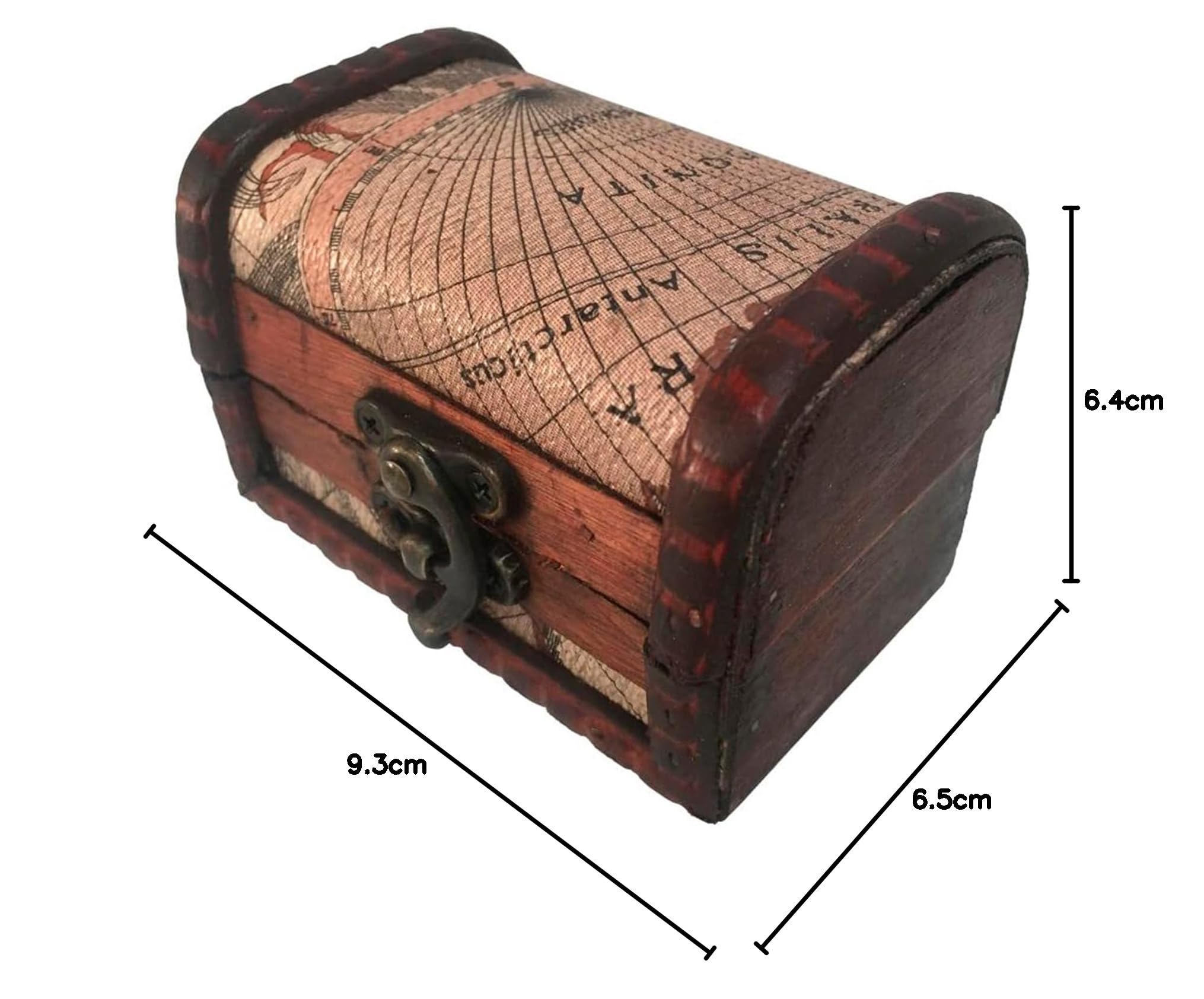Adri - Cofre de madera pequeño para guardar joyas, joyeros de madera rusticos, mini Cofre Vintage para Joyas, ideales para regalitos y detalles. (COFRE SIN ASA, 9,3 X 6,5 X 6,4 CM)