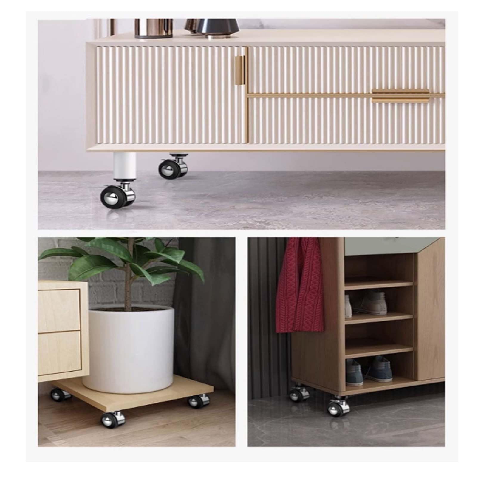 Patas Ajustables para Muebles, Ruedas Giratorias con Freno Frenos Metal Patas para Muebles Cocina Cama Sofá Mesa Estantes Patas Repuesto para Escritorio/Gabinete (12-18cm,4 Pcs-Black)