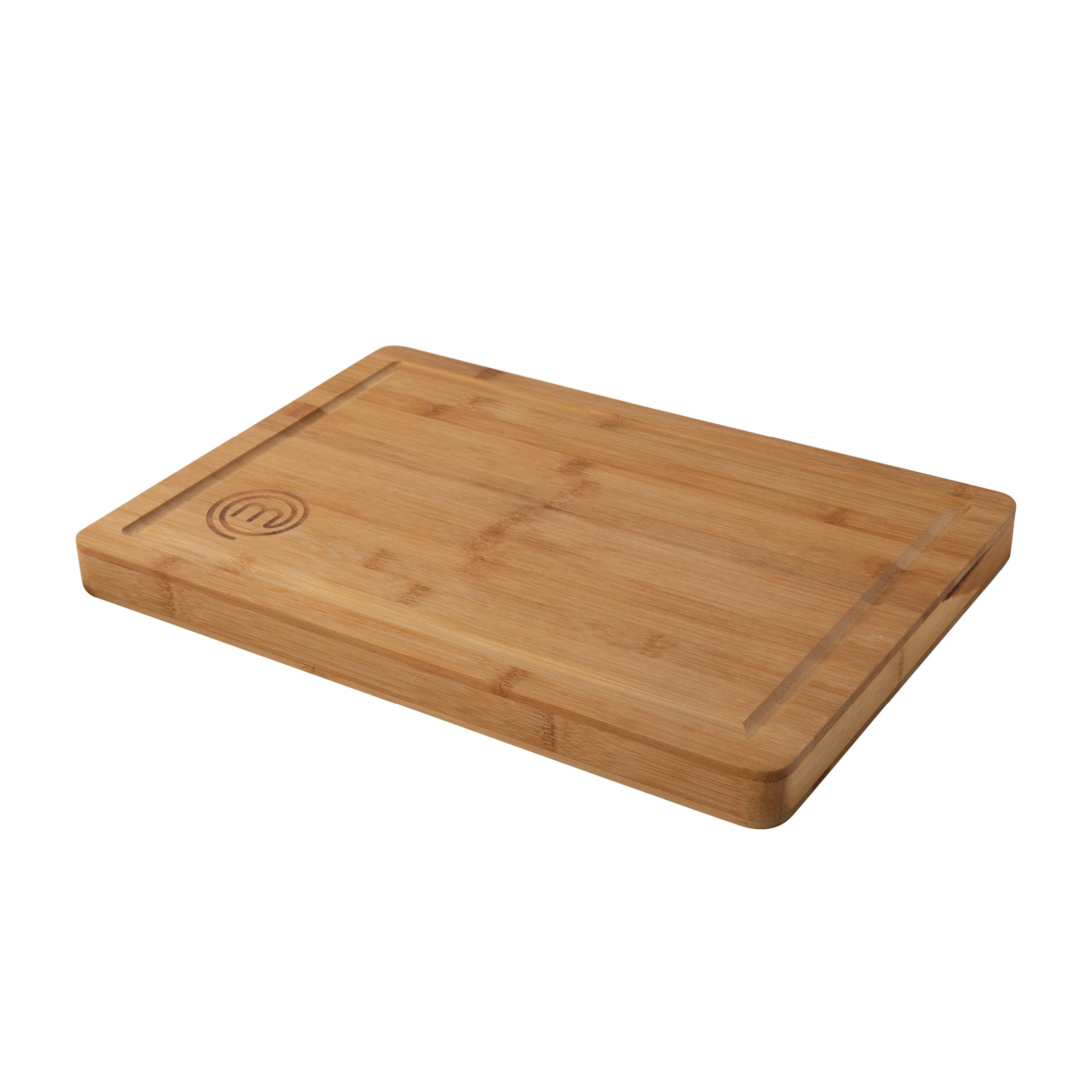 MasterChef Deska do Krojenia Bambusowa, Praktyczna Deska Kuchenna i Serwowania, Wymiary 38,5 × 27,5 cm, Naturalny Bambus, Rowek na Sok, Trwała i Łatwa w Czyszczeniu