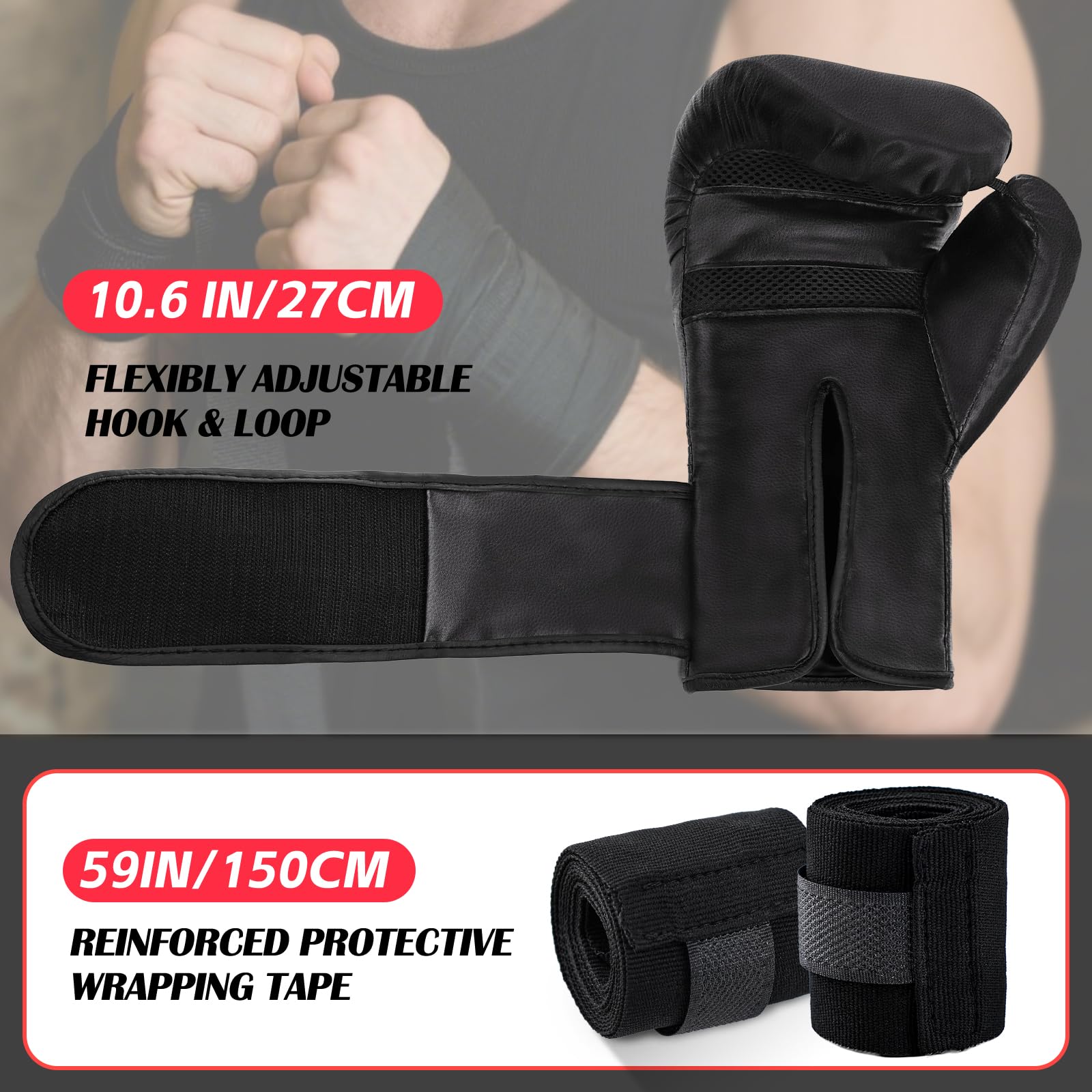 Guantes de Boxeo 14oz con Palma Ventilada para Kickboxing Muay Thai Entrenamiento Hombres Mujeres