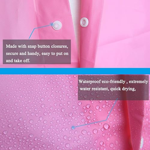 Miniatura 5 de Abrigos de lluvia (paquete de 2) Ponchos de lluvia reutilizables de EVA para adultos, chaquetas impermeables para hombres y mujeres
