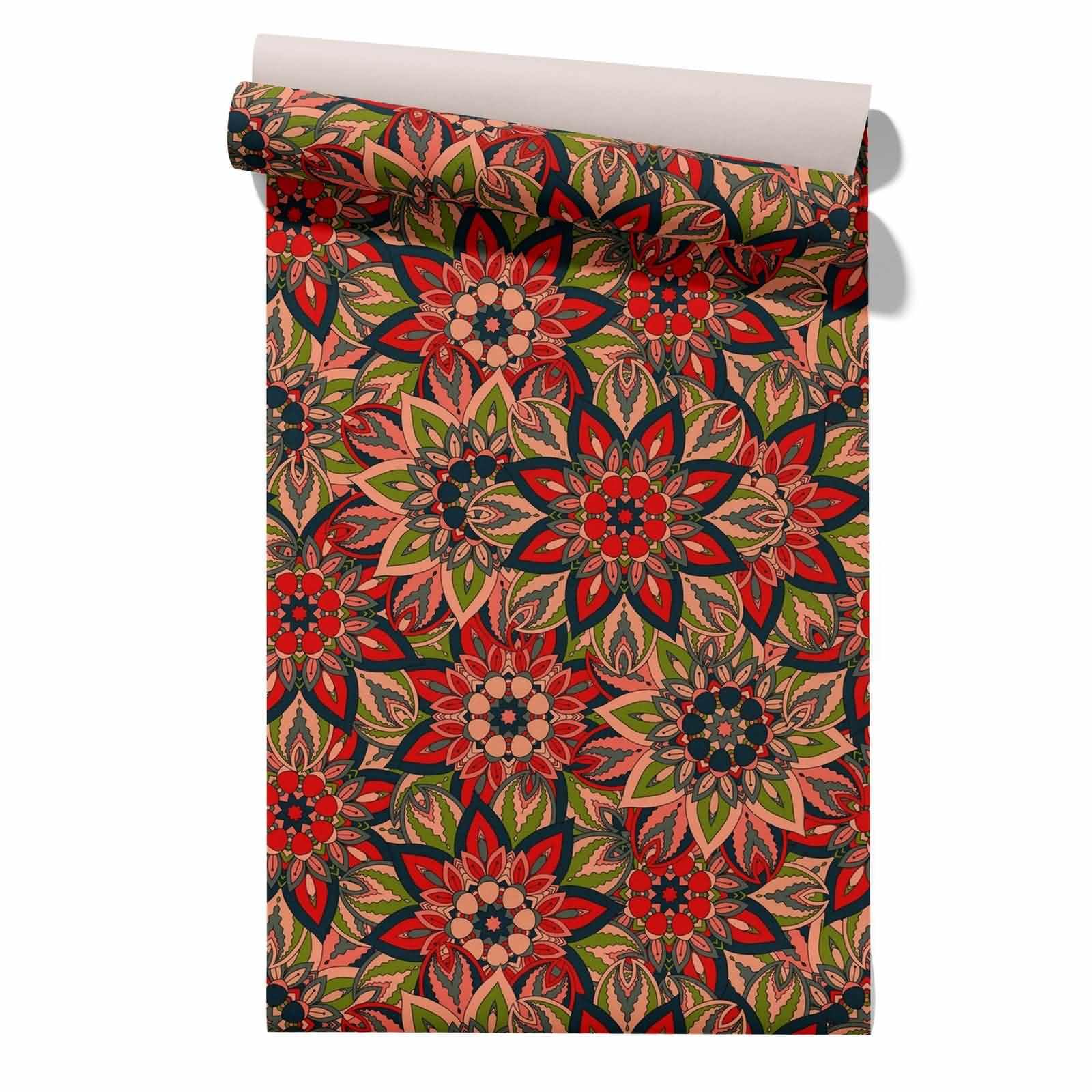 Cevan Style 5 Vinyl Wallpaper Paste Drawer Liner Fabric Mandala Ethnic Retro Peel Stick New York Plastic Covering Roll Bedroom Living Room Wall Covering 45X200cm