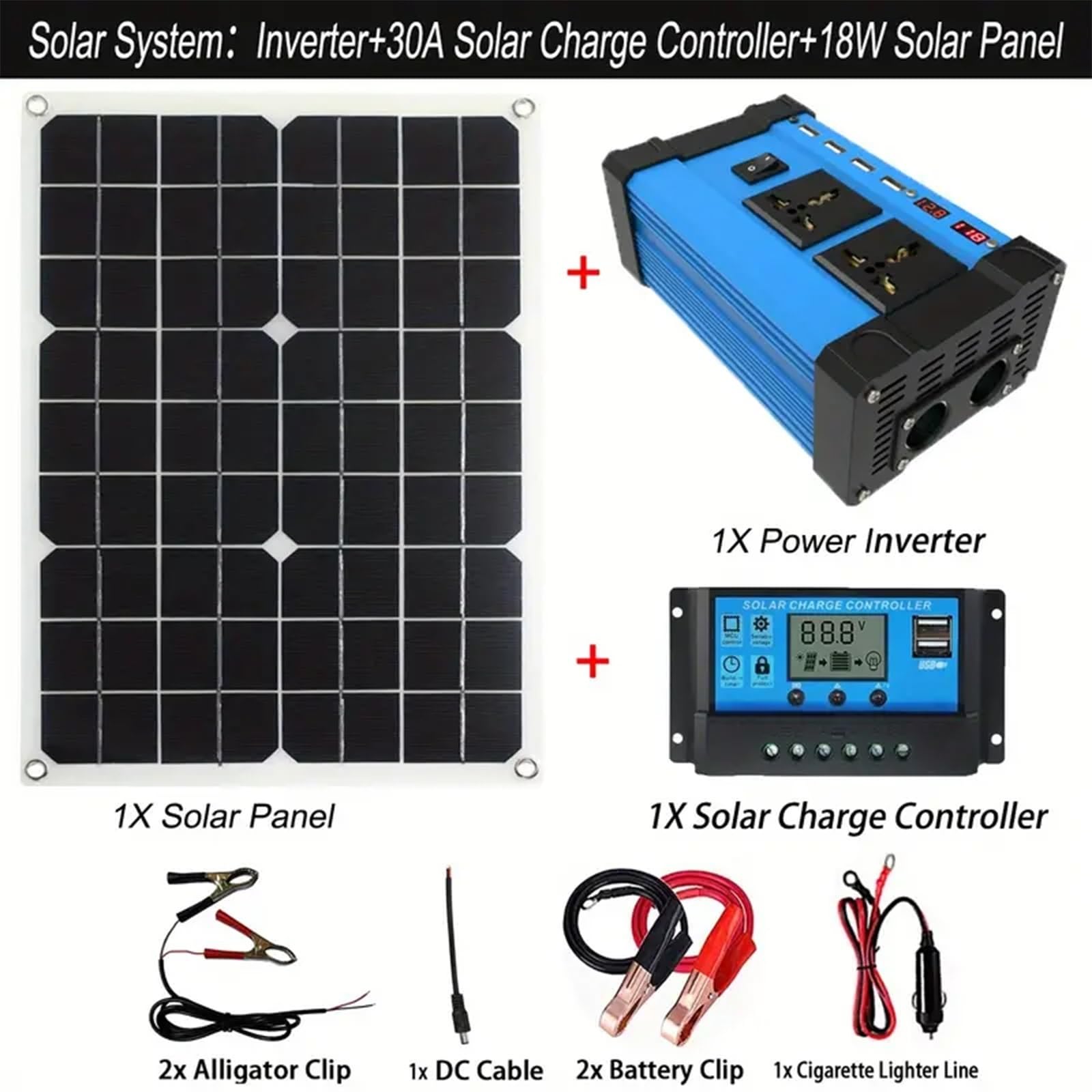 Przenośny generator solarny 4000 W/6000 W do domowego systemu Off-Grid, 110 V/220 V, zawiera panel słoneczny 18 W i kontroler ładowania 30 A