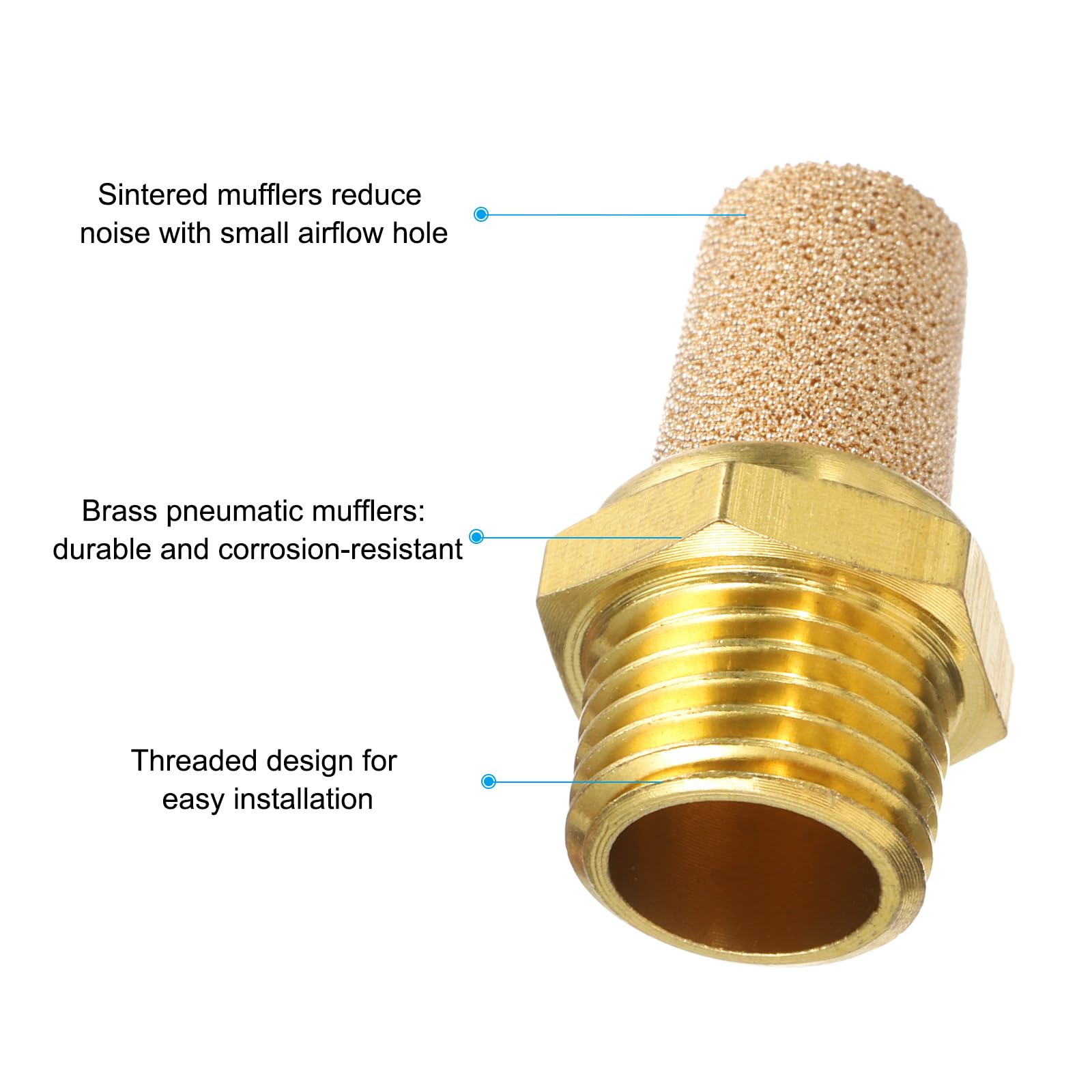 Microns Pneumatic Plus Sintered Metal Bronze Breather Vent – Brass Body 1/4″ NPT
