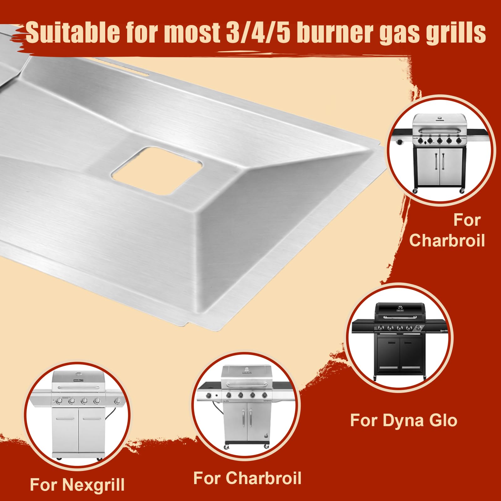 Denmay Bandeja universal para grasa con bandeja colectora, bandeja de goteo ajustable para barbacoa de gas de 3/4/5 quemadores de Charbroil, Dyna Glo, Nexgrill, Kenmore y más, bandeja recogegrasa (60