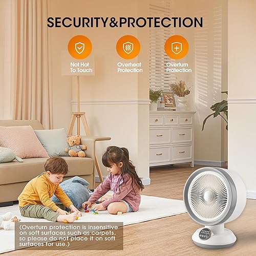 Miniatura 5 de Combo de ventilador de calentador 2 en 1, calentador de espacio portátil de 1500 W con termostato ajustable, ventilador de refrigeración eléctrico