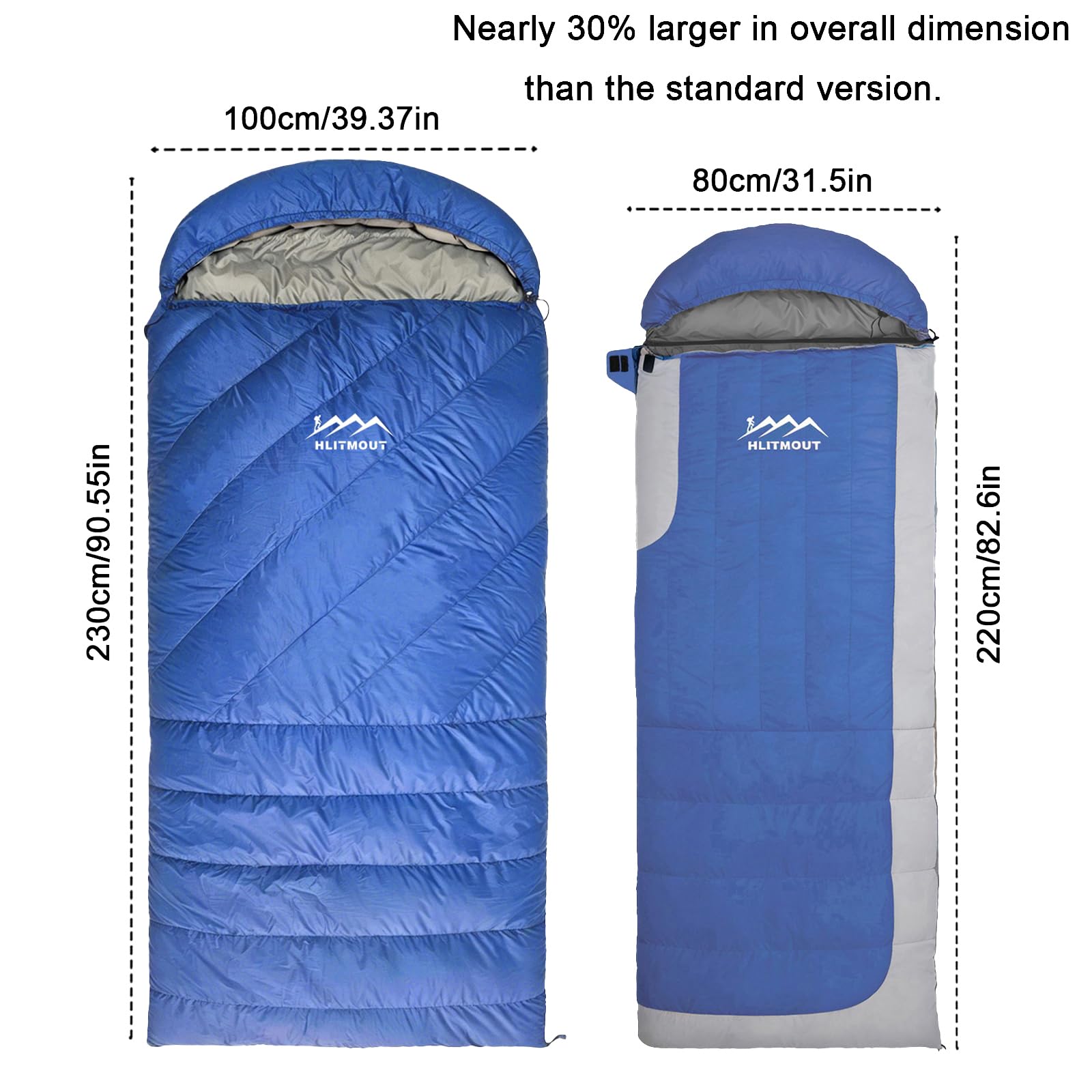 Saco de Dormir Rectangular de Plumón con Sombrero Desmontable, de -5 °C a 8 °C, Ligero y Compacto, para Camping, Senderismo y Mochileros