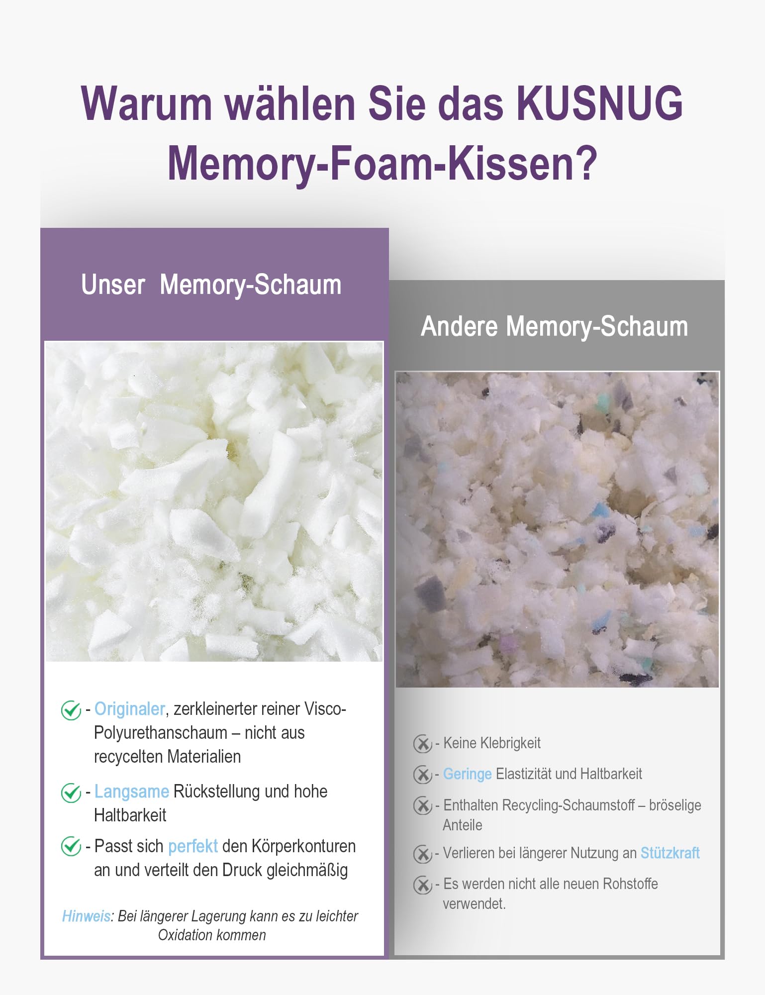 40x145cm Seitenschläferkissen 1 Stück, Memory-Foam-Körperkissen | Höhenverstellbar | Reißverschluss | abnehmbarer Bezug | für alle Schlafpositionen | ganzjährige Nutzung