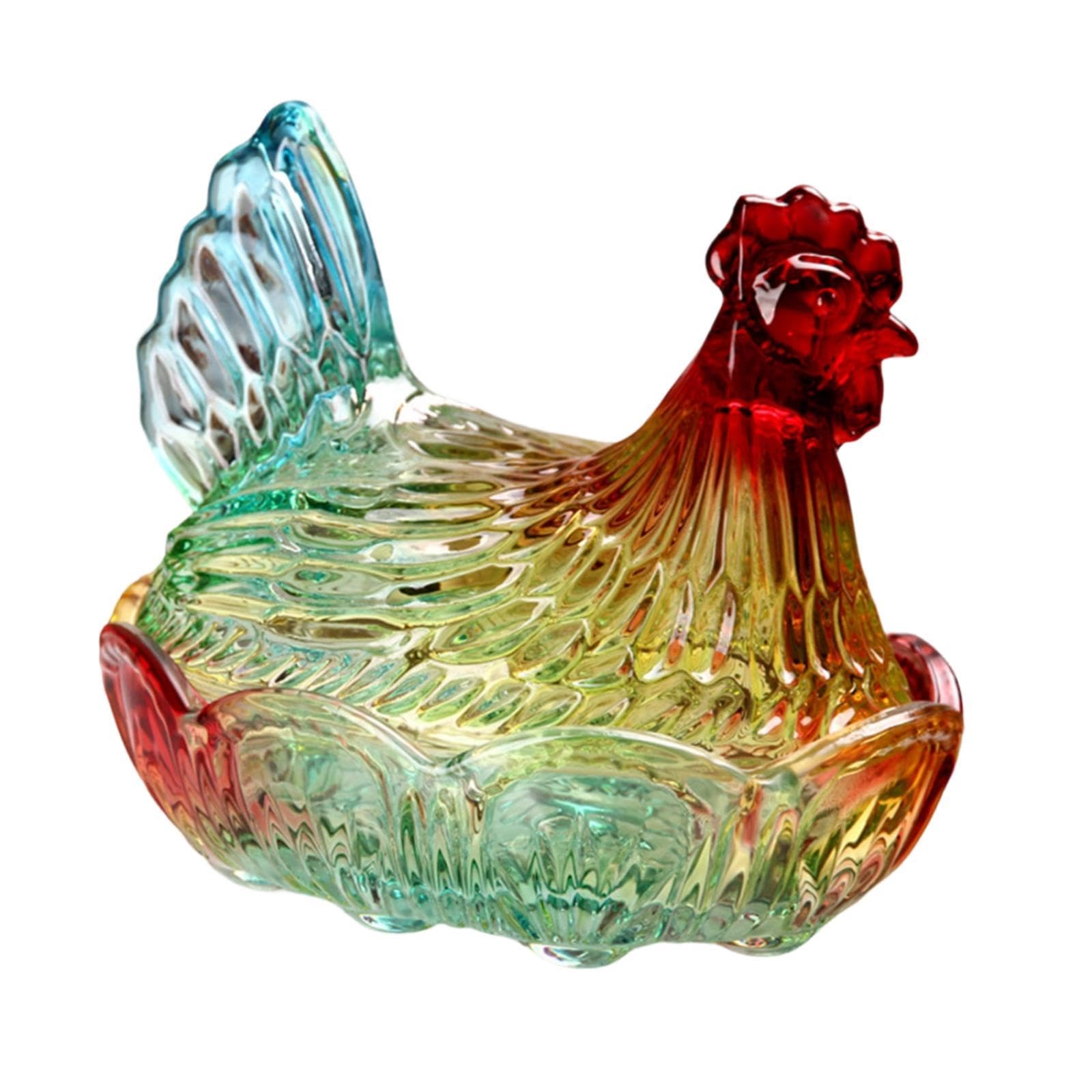 MERIGLARE Plato de Dulces con Forma de Gallina, Plato para Aperitivos Y Postres, Resistente, de Cristal de Calidad, Ideal para Cocina, Oficina Y Bodas, Multicolor, Individual