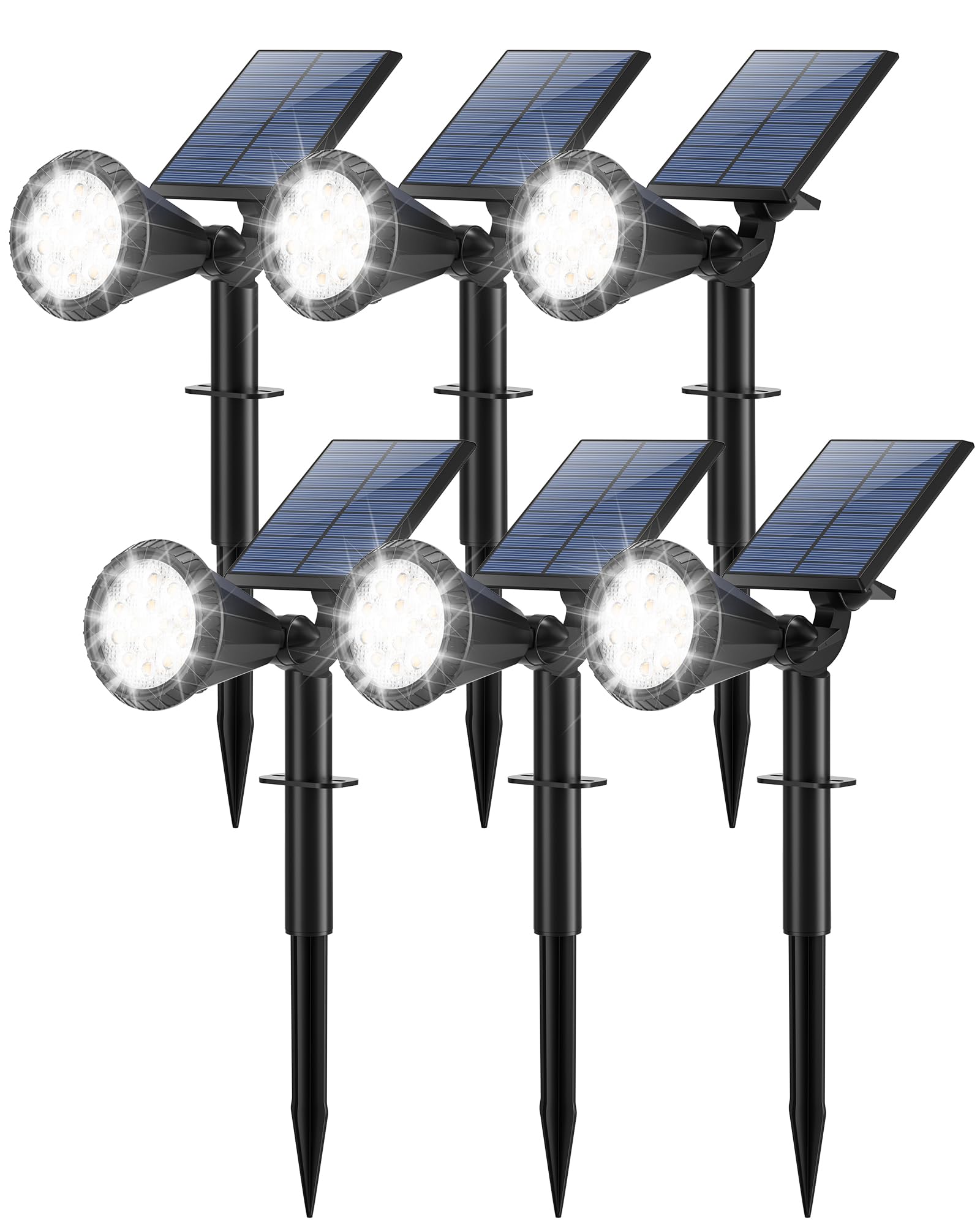 Tadyreal Luci solari per esterni, impermeabili, regolabili a 180°, per cortile, 4 modalità di illuminazione, faretti ad energia solare, per vialetti, giardini, pareti esterne, piscina, portico