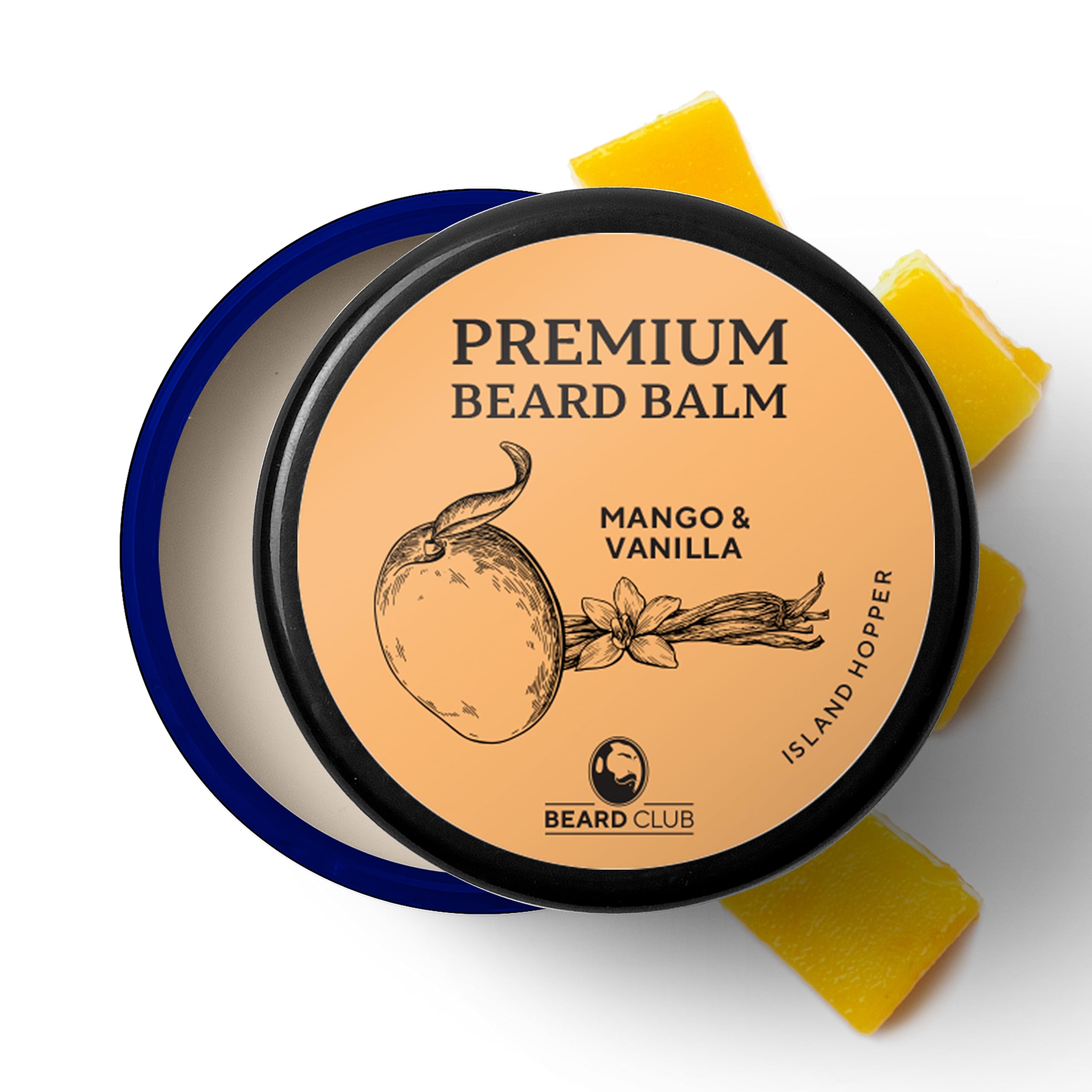 Beard ClubBeard Balm for Men - Island Hopper (Mango & Vanilla) - Premium Beard Conditioner and Softener for Shaping and Styling, Prevents Itching and Flaking - Natural and Organic Beard Shaper Wax