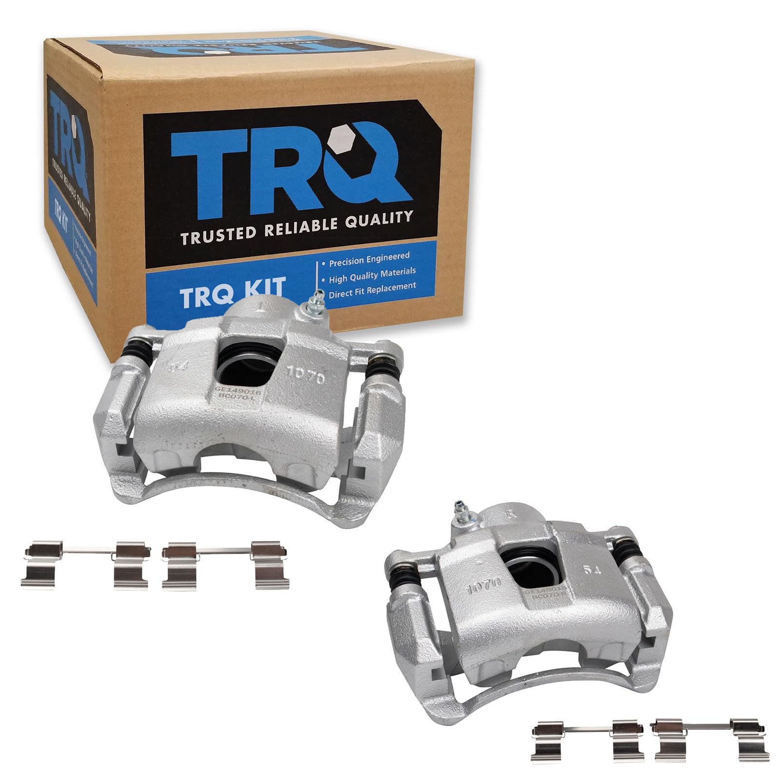 TRQ Front Brake Caliper Set Zinc Coated Brackets