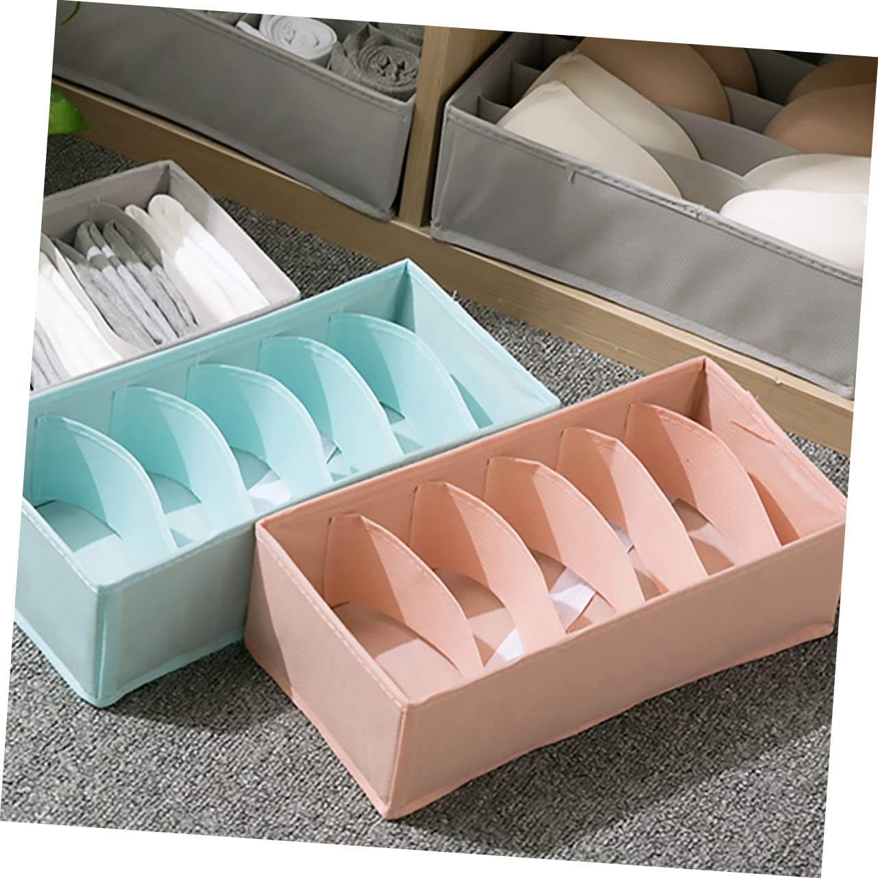 Aufbewahrungsbox für Unterwäsche 3 Stück Rosa aus Vliesstoff | Fächerdesign, für Schrank und Schublade, 1 Satz für Bhs, Accessoires und Reise