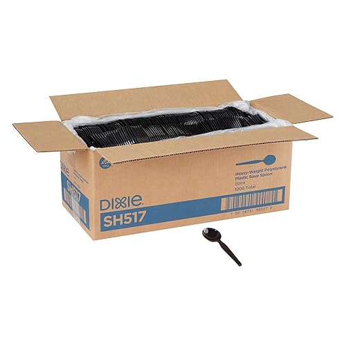 Dixie - Cuchara de sopa de plástico de poliestireno pesado de 5.75 pulgadas por GP PRO (Georgia-Pacific), color negro SH517, (caja de 1,000), 1 caja disponible en Yaxa Colombia