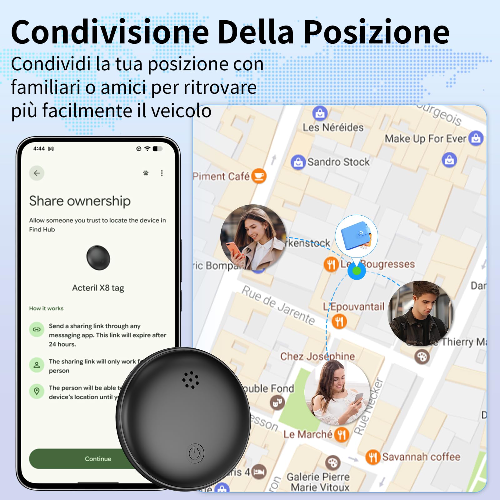 GPS Tracker per Auto, 2026 Nuovo Compatibile con Google's Find Hub (Solo Android) Magnetico Bluetooth Localizzatore GPS per Auto per Bambini, Auto, Animali Domestici, Senza Abbonamento - Nero