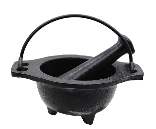 Juego de mortero y mortero de caldero de hierro fundido