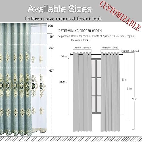 Miniatura 6 de Cortinas Vogol opacas, de chenilla, jacquard para ventana, cortinas elegantes, paño, tratamiento opaco para habitación, sal de estar, ojales