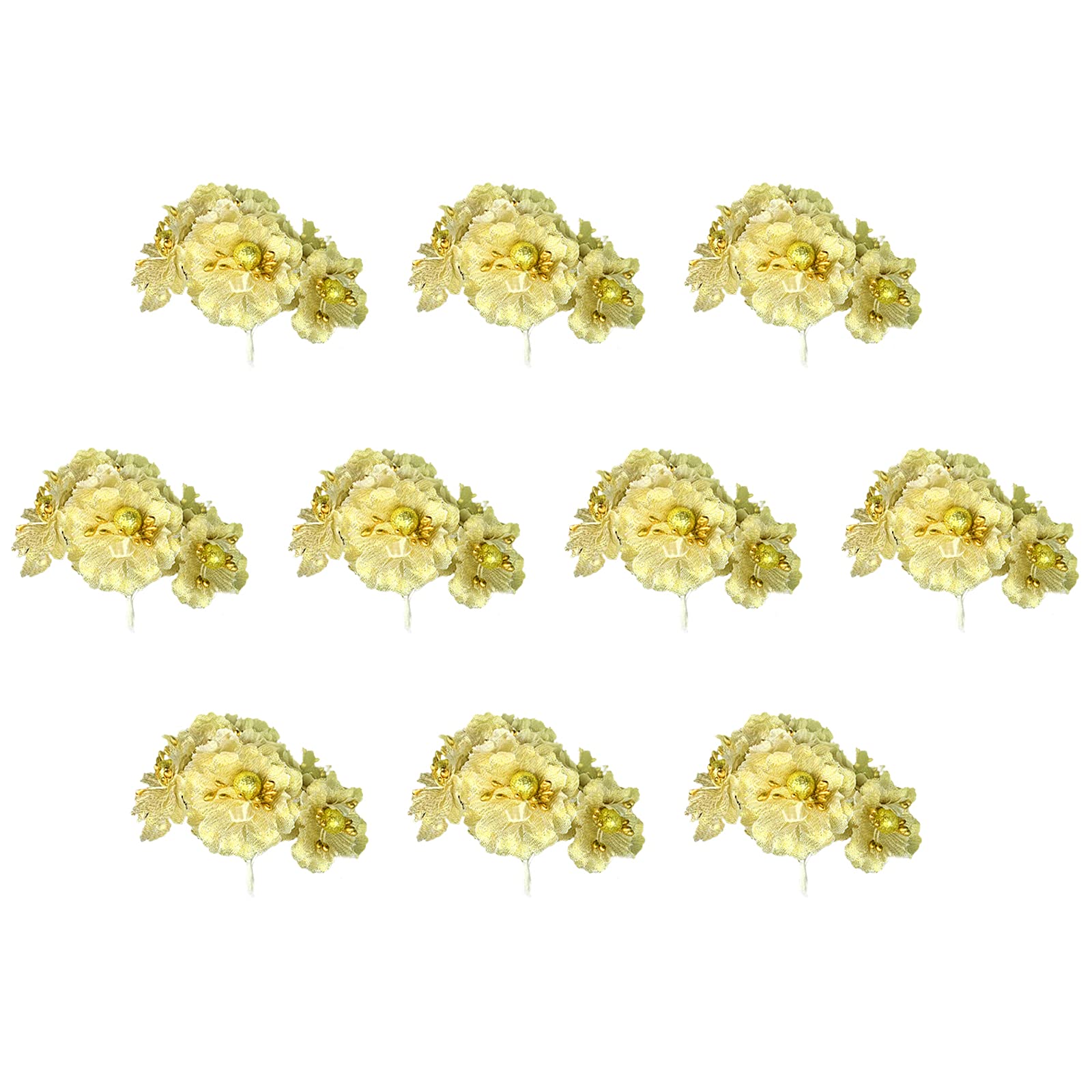 Lemcc Gold 60Pcs Artificial Poinsettia Picks - Silk Poinsettias Flowers With Short Stems For Xmas Diy Christmas Tree Wreaths Garland Decor