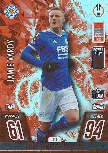 Miniatura 3 de 2021 2022 Topps Match Attax Champions League UEFA Soccer RUBY version Gemstone Mini Tin with a Limited Edition Jamie Vardy Ruby Card