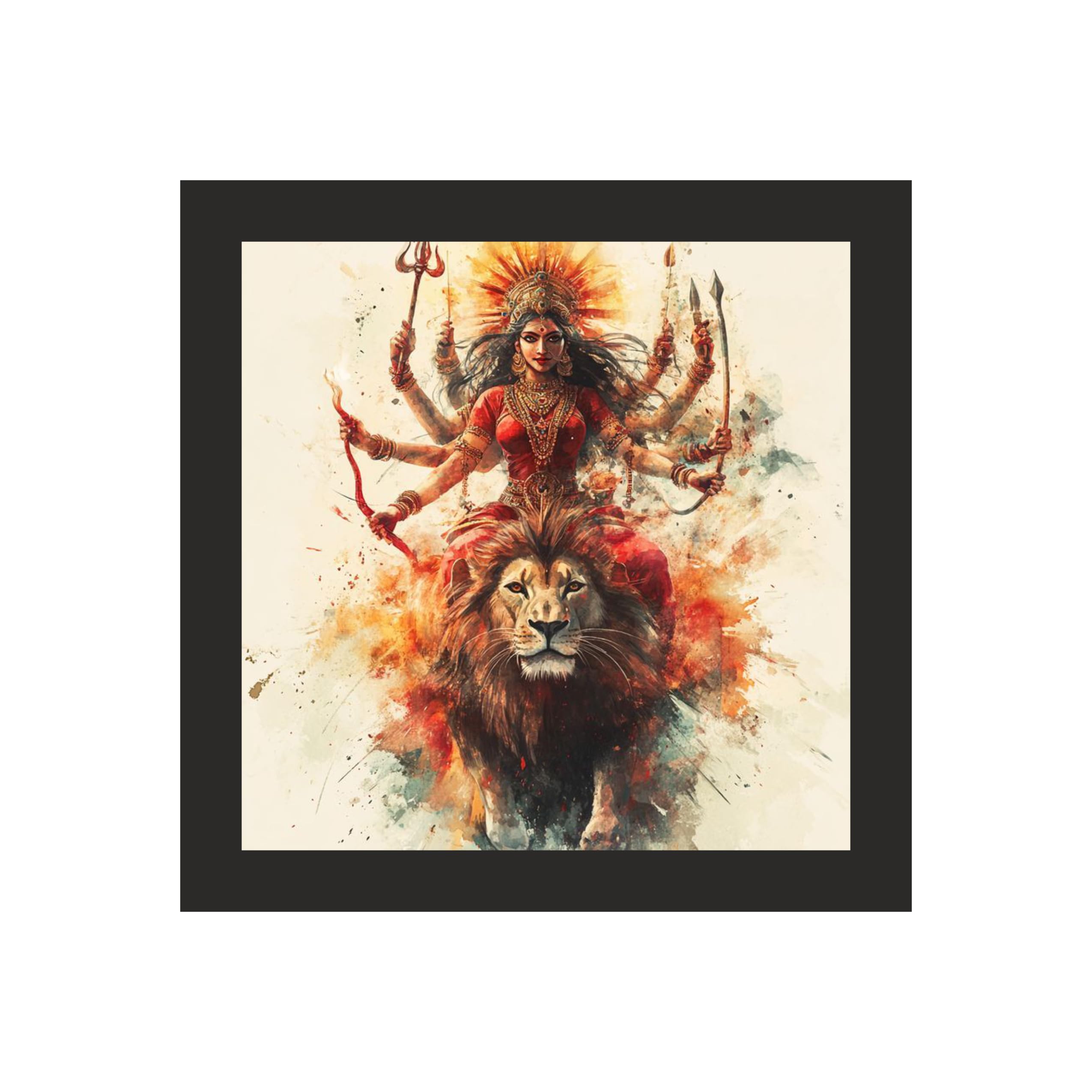 Watercolor Maa Durga Wall Art