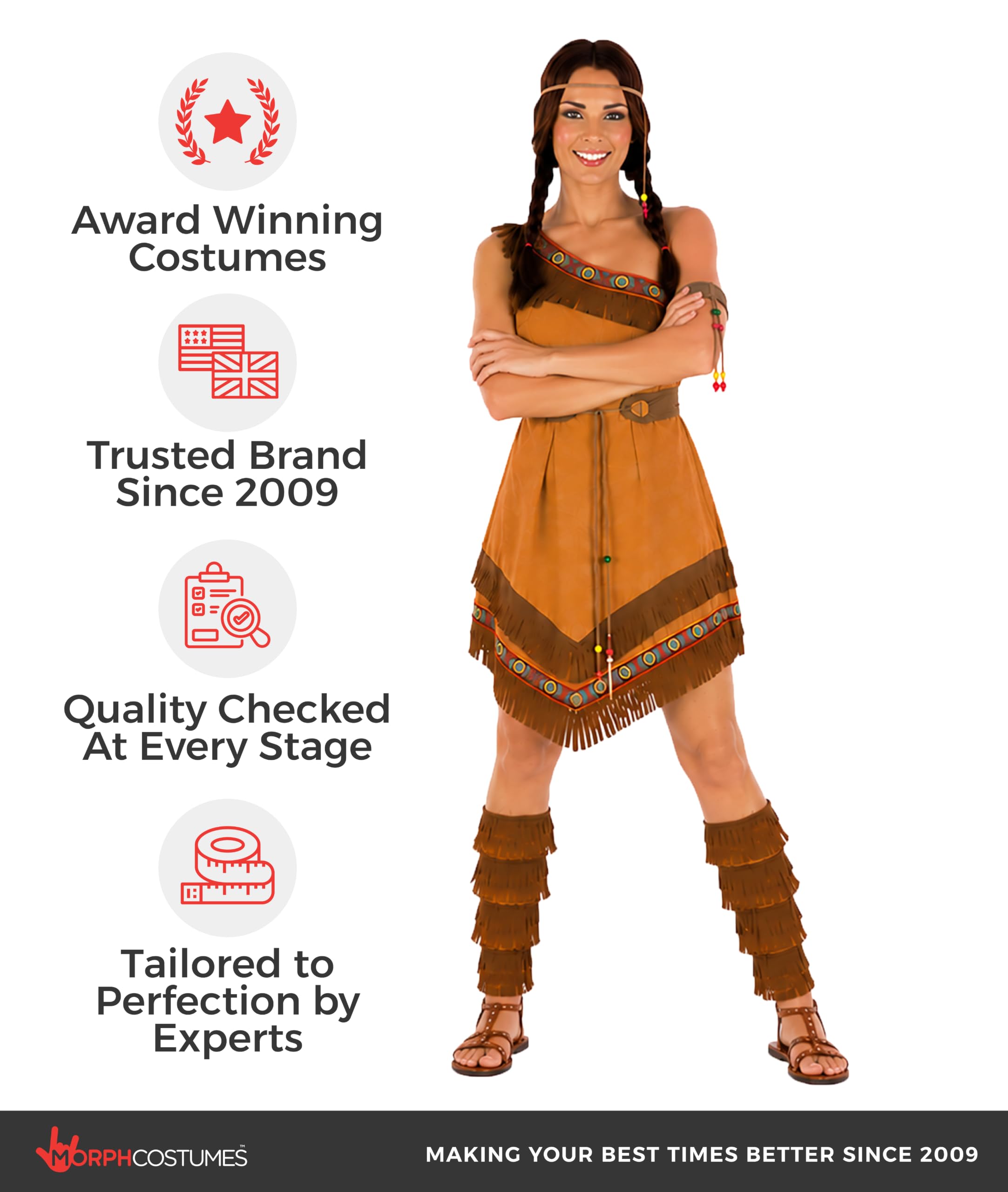 Fun Shack Deguisement Indienne Femme, Costume Amerindien Halloween | Robe, Ceinture, Bandeau, Bracelet & Sur-Bottes, Look des Grandes Plaines, Parfait pour Halloween, Idéal pour se Déguiser