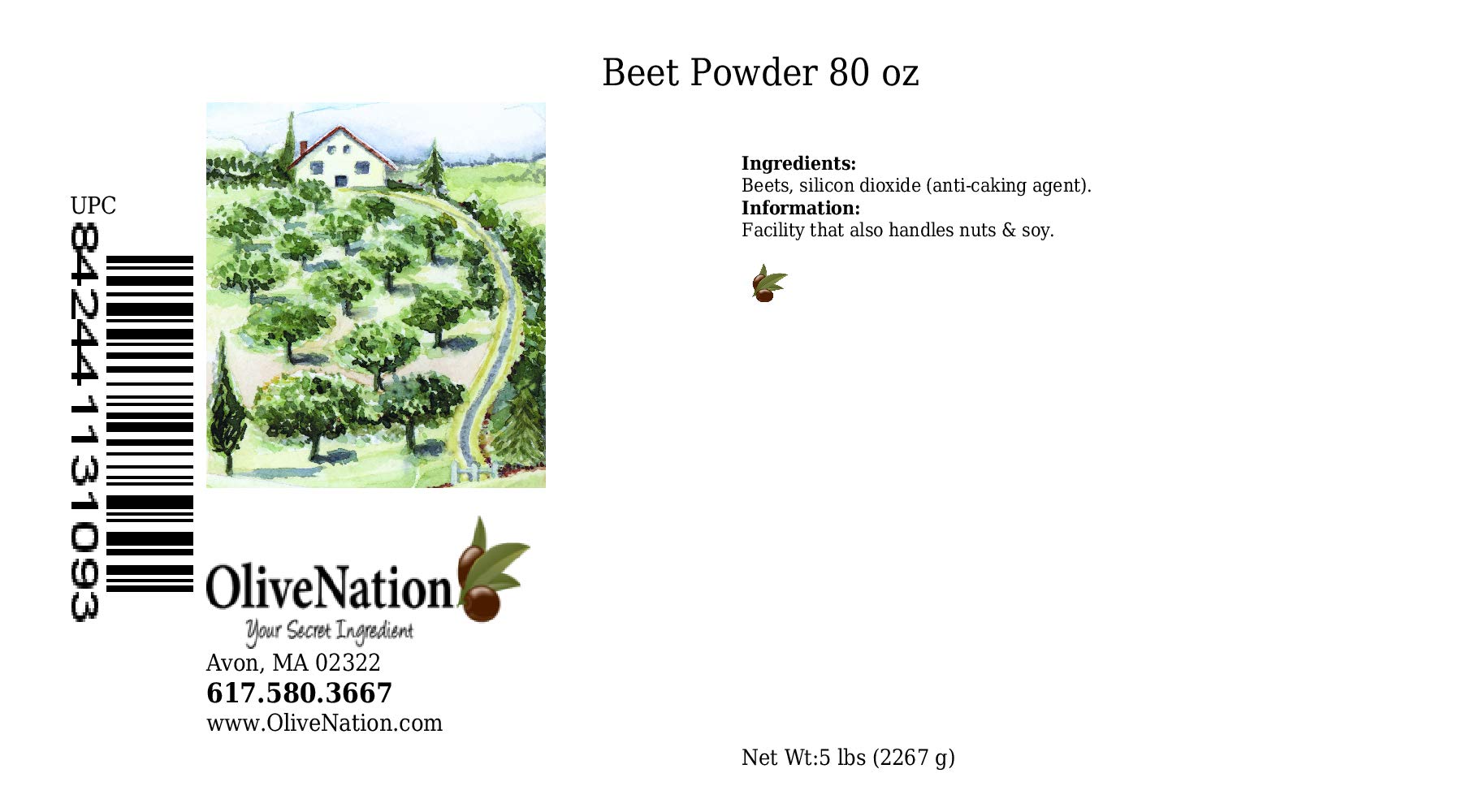 OliveNation Beet Root Powder, Nutritious Superfood for Baking, Beverages, Soups, Natural Food Coloring, Non-GMO, Gluten Free, Vegan - 80 ounces