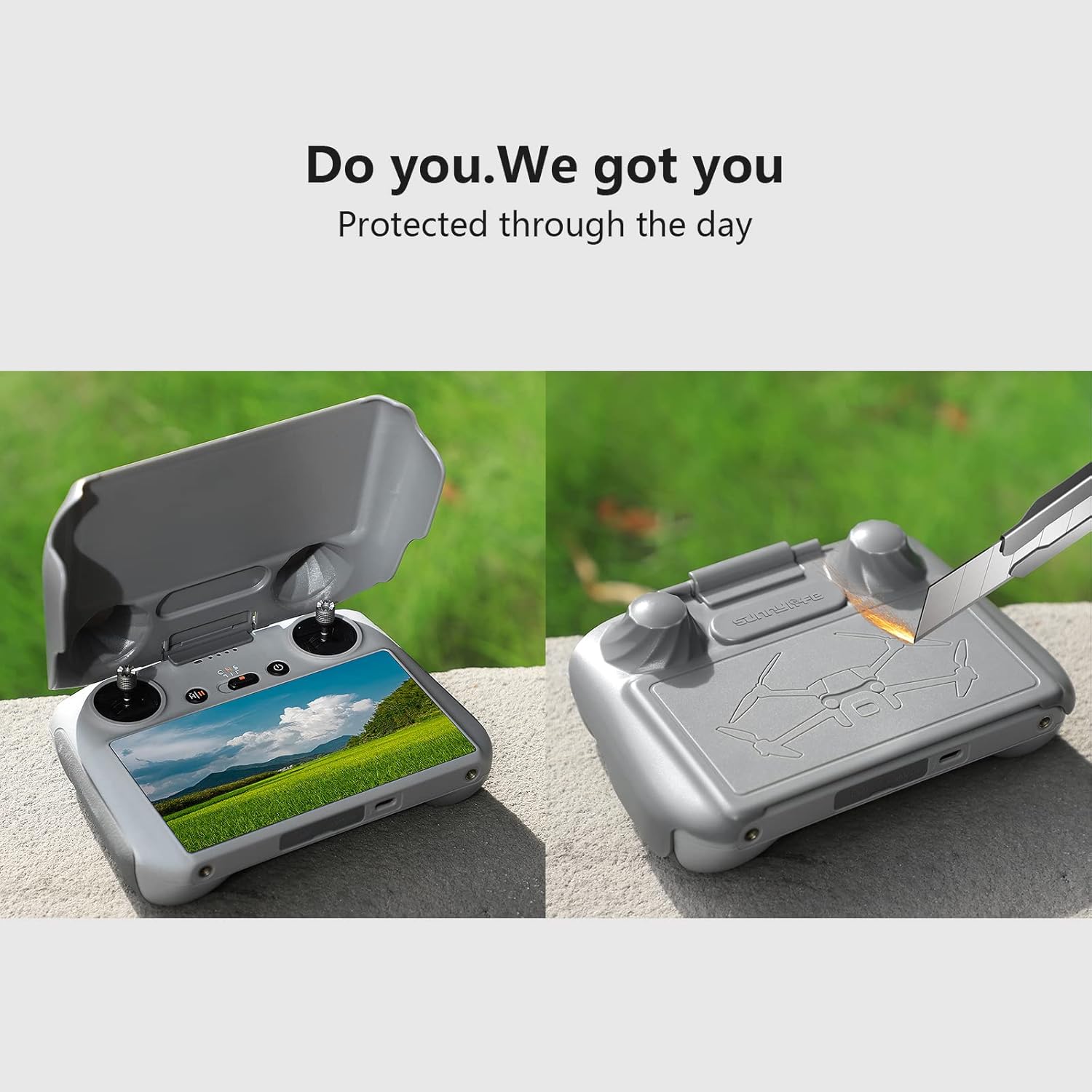 Mini 3 Sun Hood,2-Level Sun Shade Cover for DJI Mini 3/Mini 3 Pro/Mavic 3/3 Pro Classic/3 Cine/3 Pro Cine/3 Pro//Air 2S RC Remote Controller Full Screen Protection Accessories