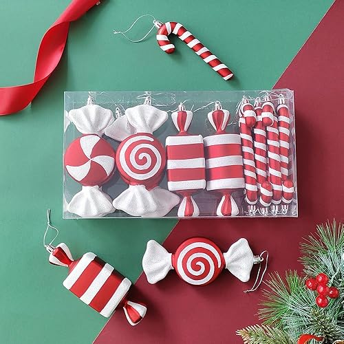 Miniatura 3 de 14Pcs Christmas Lollipop Candy Cane Ornaments, Hanging Candy Cane Christmas Tree Crafts 6.5Inch Red White Fake Candy Pendant for Xmas Tree Decor New