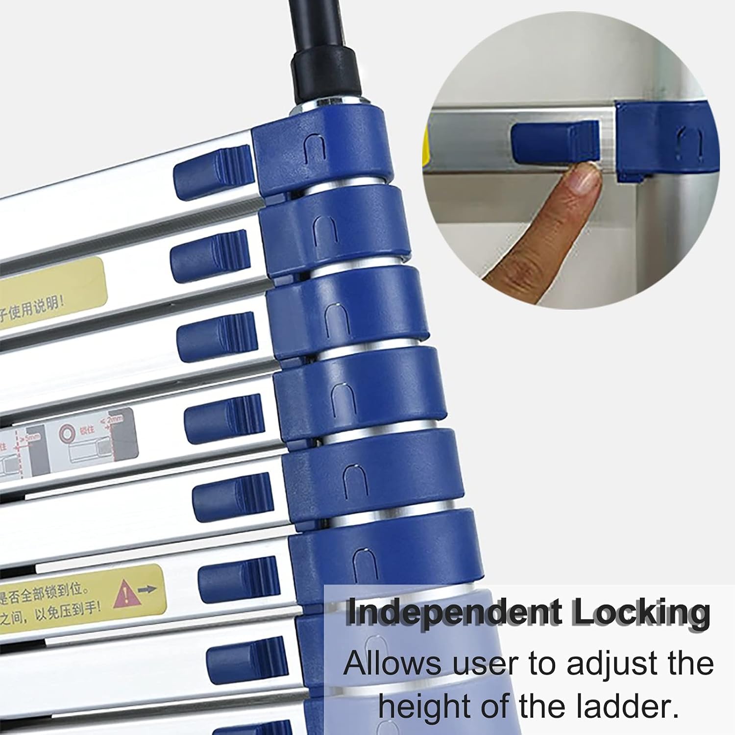 Telesladder Heavy Duty Extension Ladder for Truck/Garage 3.2-5.4M (10.5-17.7Ft) with Removable Hooks & Non-Slip Rubber Feet 9.8Kg Ideal for DIY and Home Use