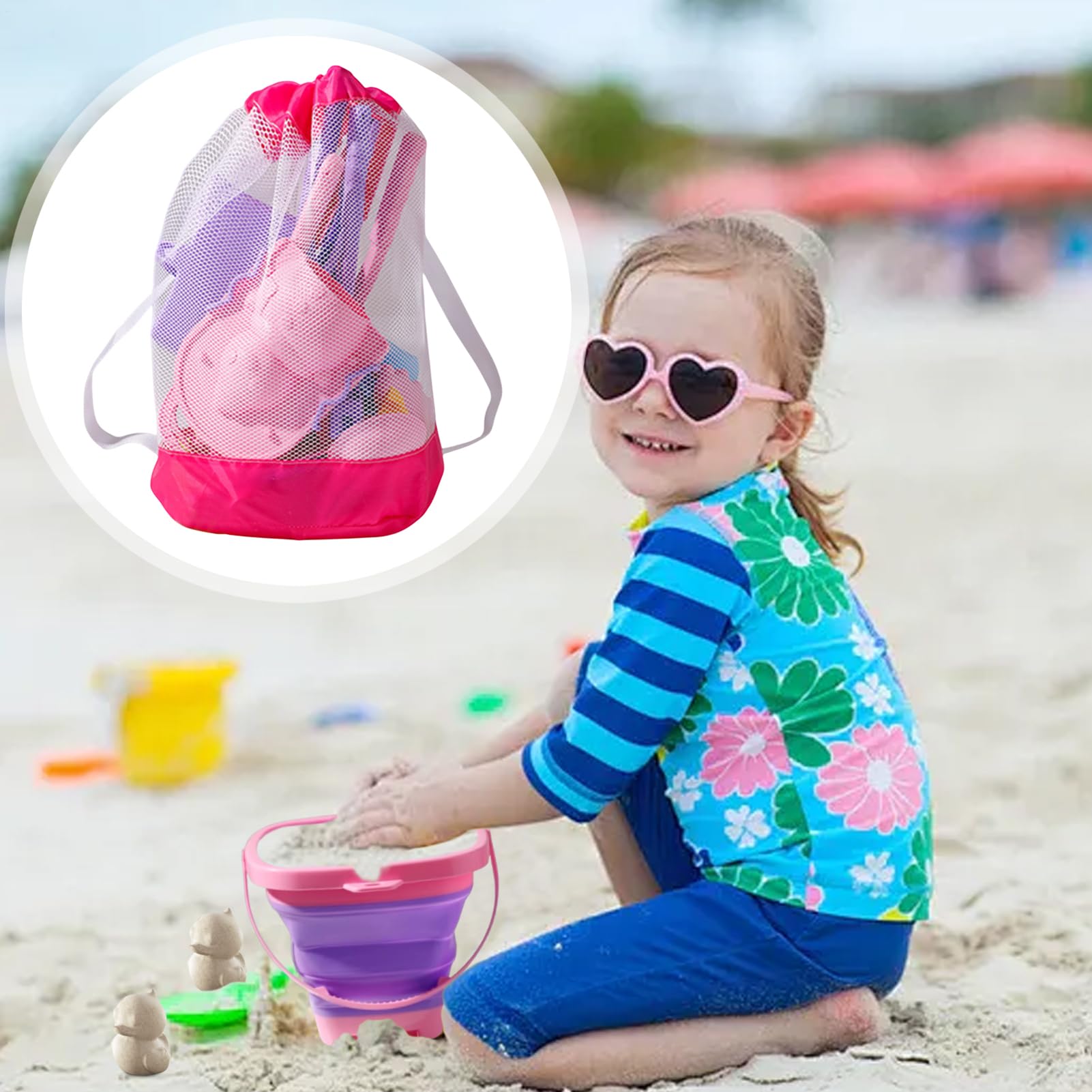 Ensemble de de Sable pour Château de Sable avec Seau Pliable et Sac en