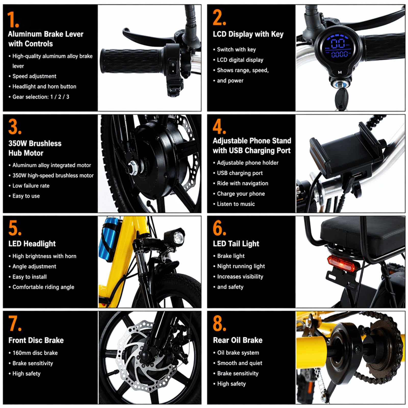 Triciclo Elettrico Pieghevole 14 Pollici Adulti Anziani 2 Posti 3 Ruote Bicicletta con LED Anteriore Posteriore Cestino Display LCD Uomo Donna Trasporto Cargo Urbano Quotidiano Green