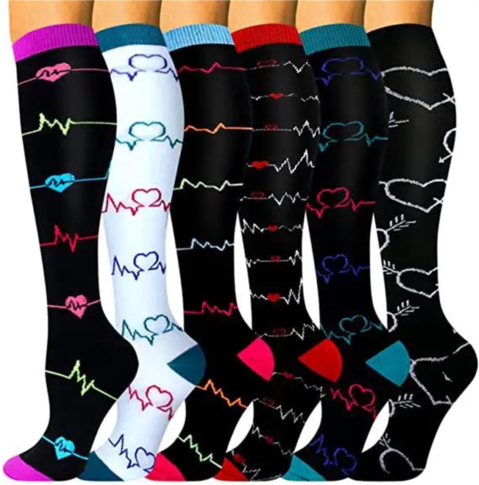 Calze Compressione Calzini A Compressione for Leggings da Corsa, da Calcio, Unisex, for Adulti, Edition Network, Calzini da Infermiere Rossi A Pressione, da Uomo(MIX006-170,L-XL)