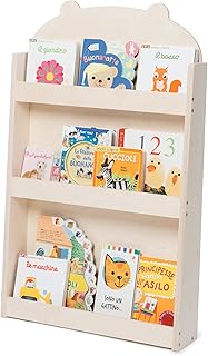 dotty by moblì®| Libreria montessoriana per bambini in legno | Scaffali a 3 altezze | Libreria frontale educativa | Progettata da esperti educatori | Prodotta in Toscana (Legno Naturale, Orsacchiotto)