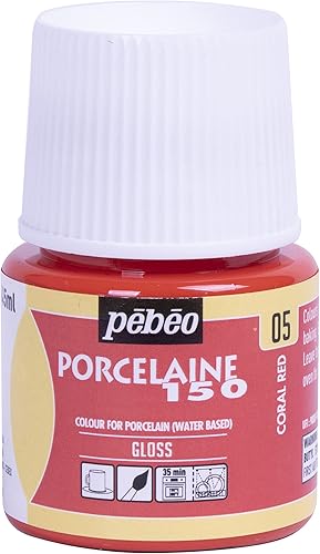 Pebeo Porcelaine 150 - Pintura de cerámica a base de agua de alto brillo para porcelana, suministros de arte premium, no tóxica y resistente al